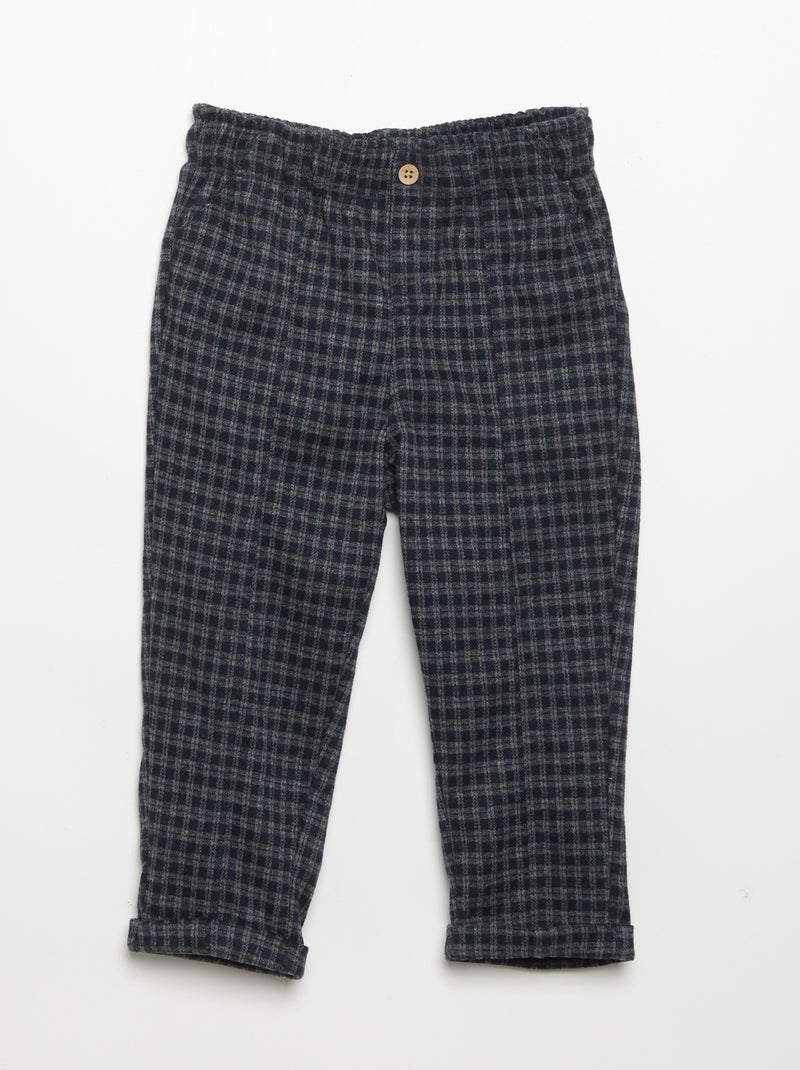 Brushed flannel trousers Blue - Kiabi