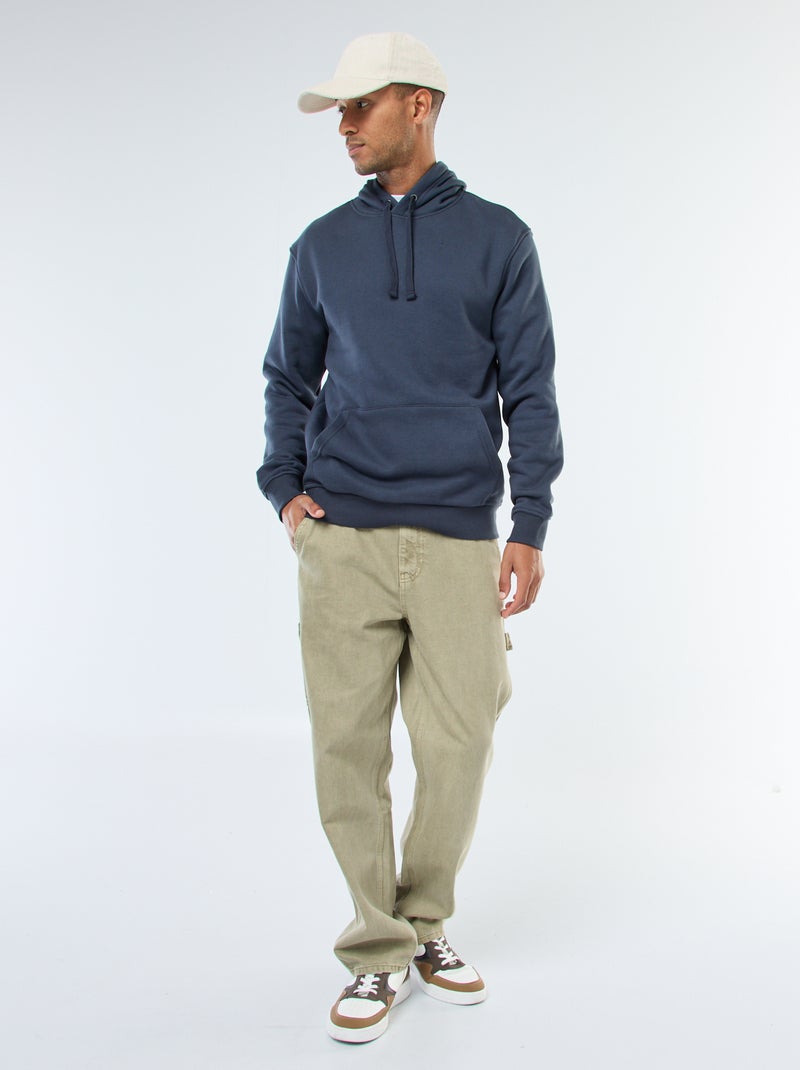 Brushed Fleece Hoodie with Kangaroo Pocket Blue - Kiabi