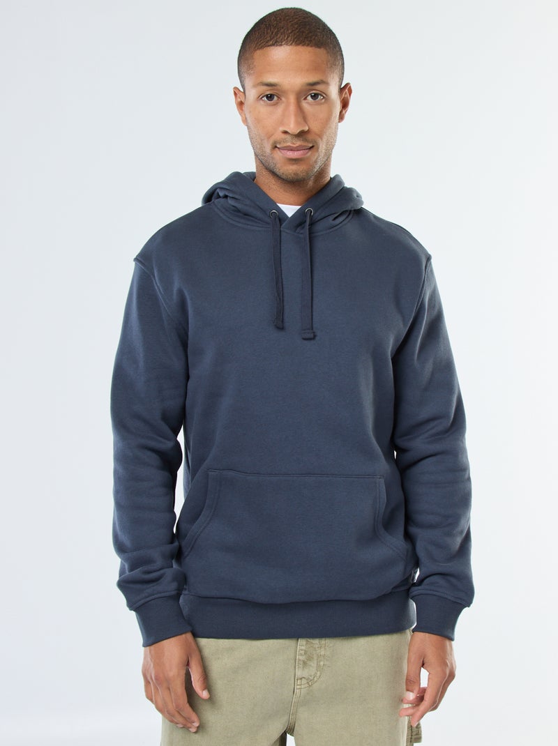 Brushed Fleece Hoodie with Kangaroo Pocket Blue - Kiabi