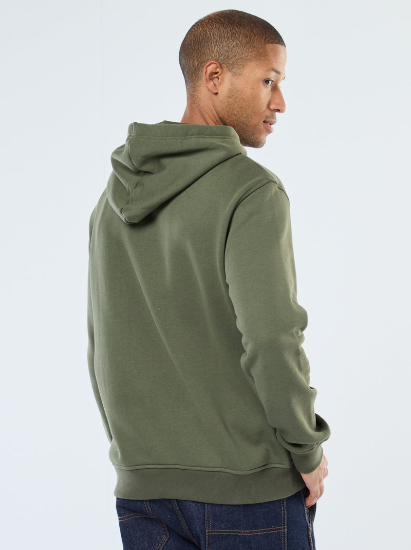 Brushed Fleece Hoodie with Kangaroo Pocket Green - Kiabi