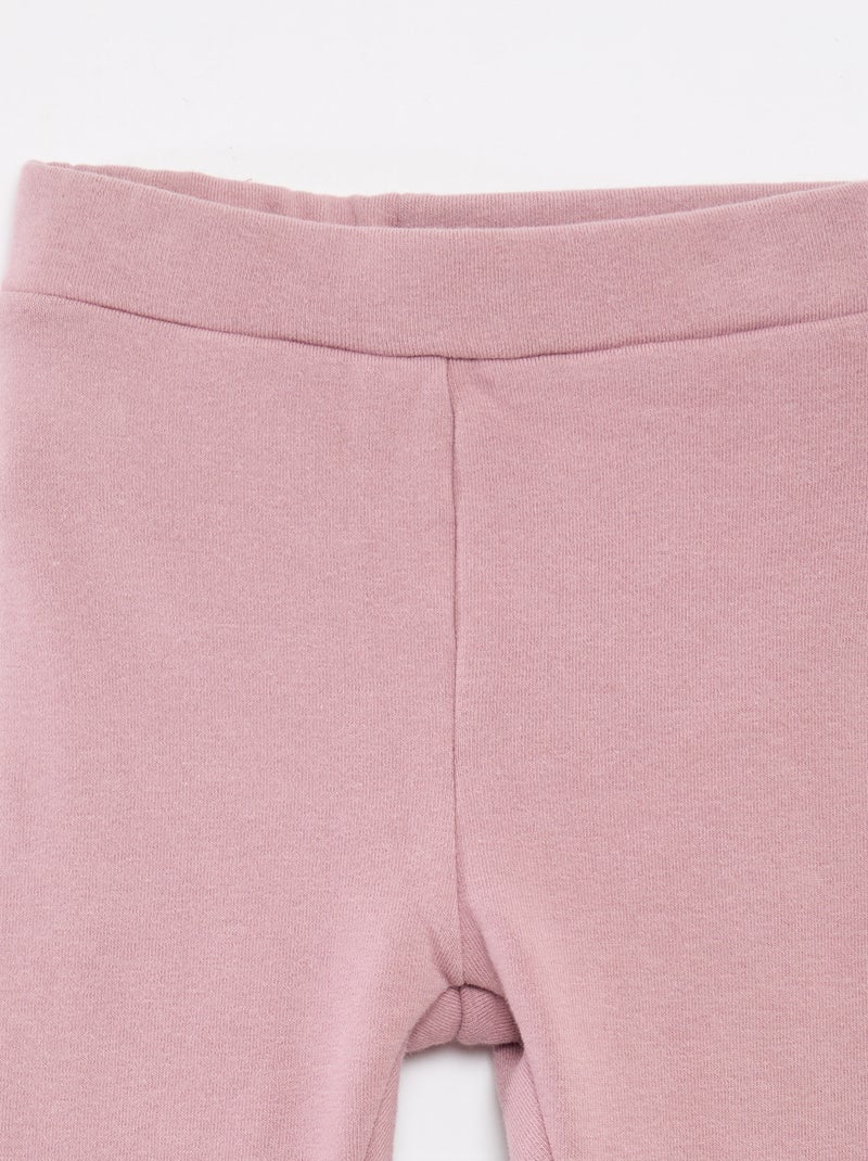 Brushed Knit Cotton Leggings Pink - Kiabi