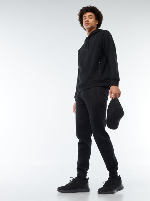 Brushed sweatshirt fabric joggers with 2 zipped pockets - Kiabi