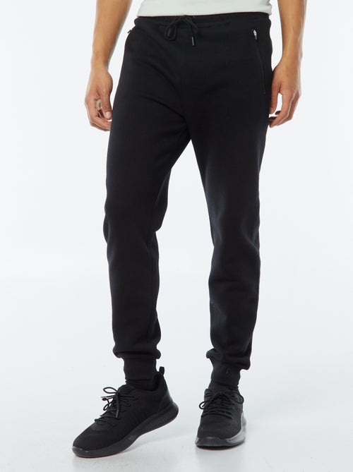 Brushed sweatshirt fabric joggers with 2 zipped pockets - Kiabi