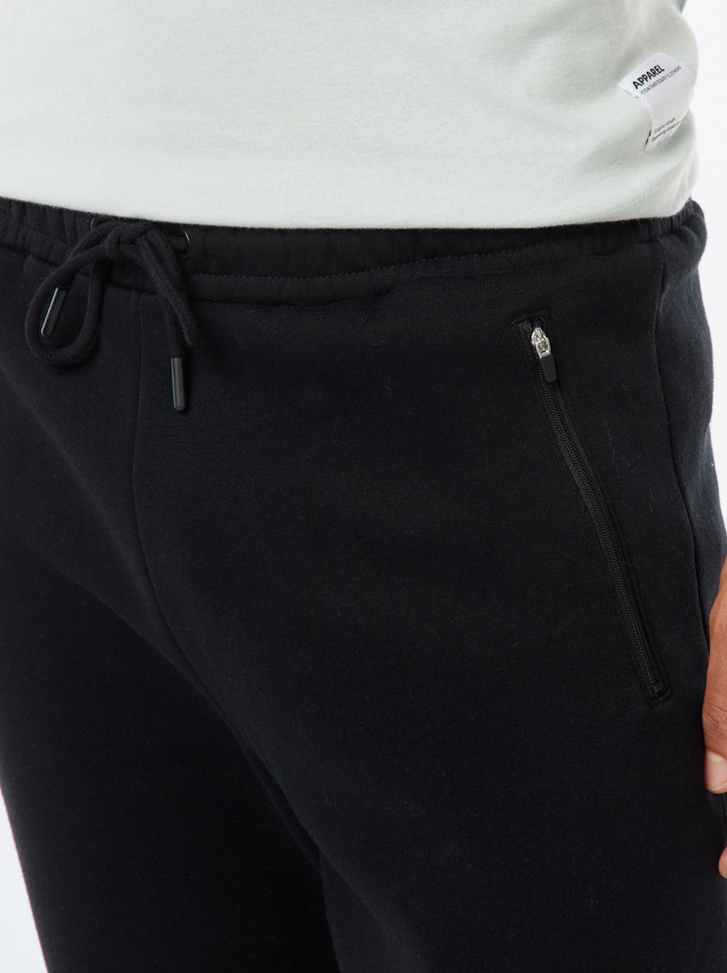 Brushed sweatshirt fabric joggers with 2 zipped pockets black - Kiabi