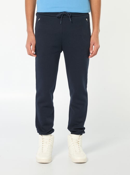 Brushed sweatshirt fabric joggers with 2 zipped pockets - Kiabi