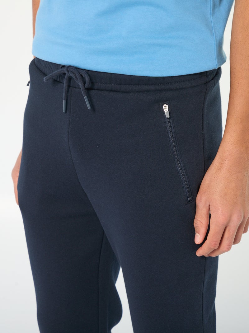 Brushed sweatshirt fabric joggers with 2 zipped pockets Blue - Kiabi
