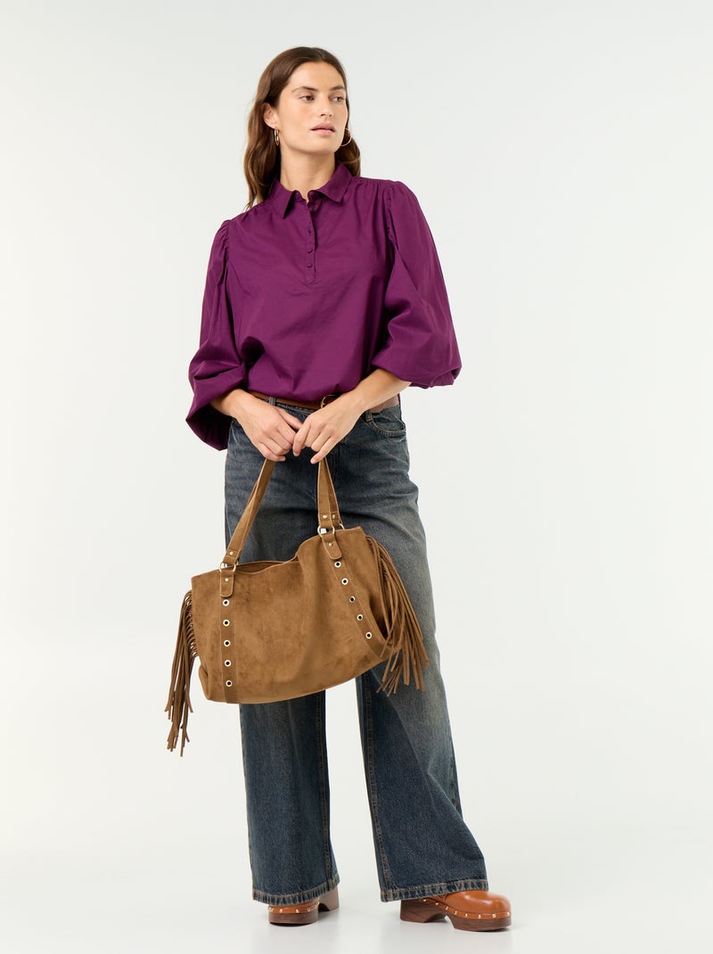 Button-down Collar Blouse Purple - Kiabi