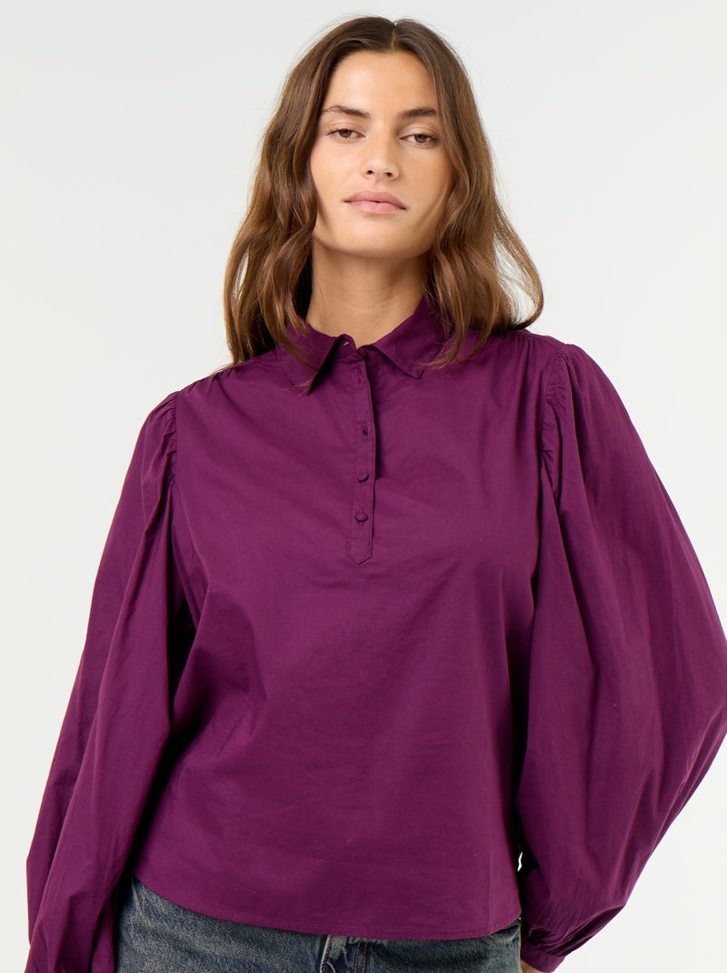Button-down Collar Blouse Purple - Kiabi
