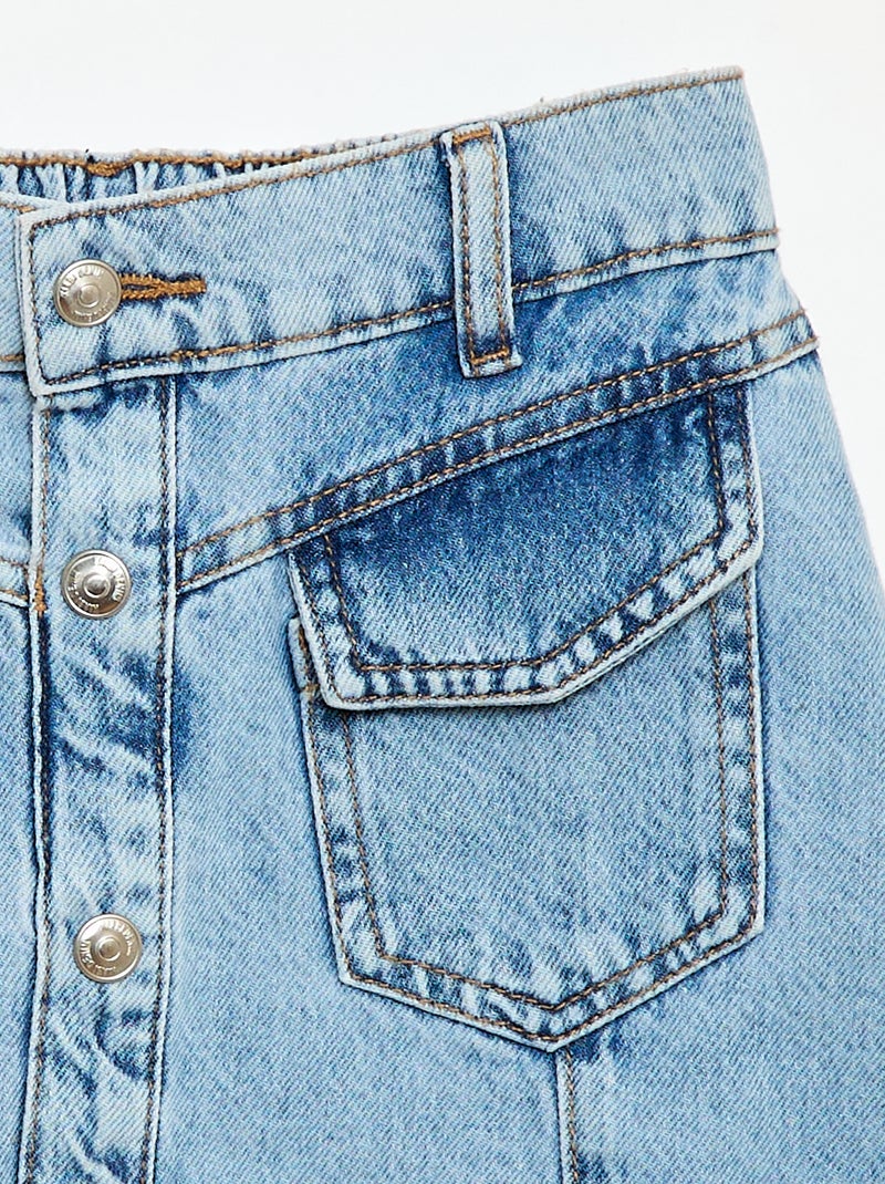 Button-Front Denim Skirt Blue - Kiabi