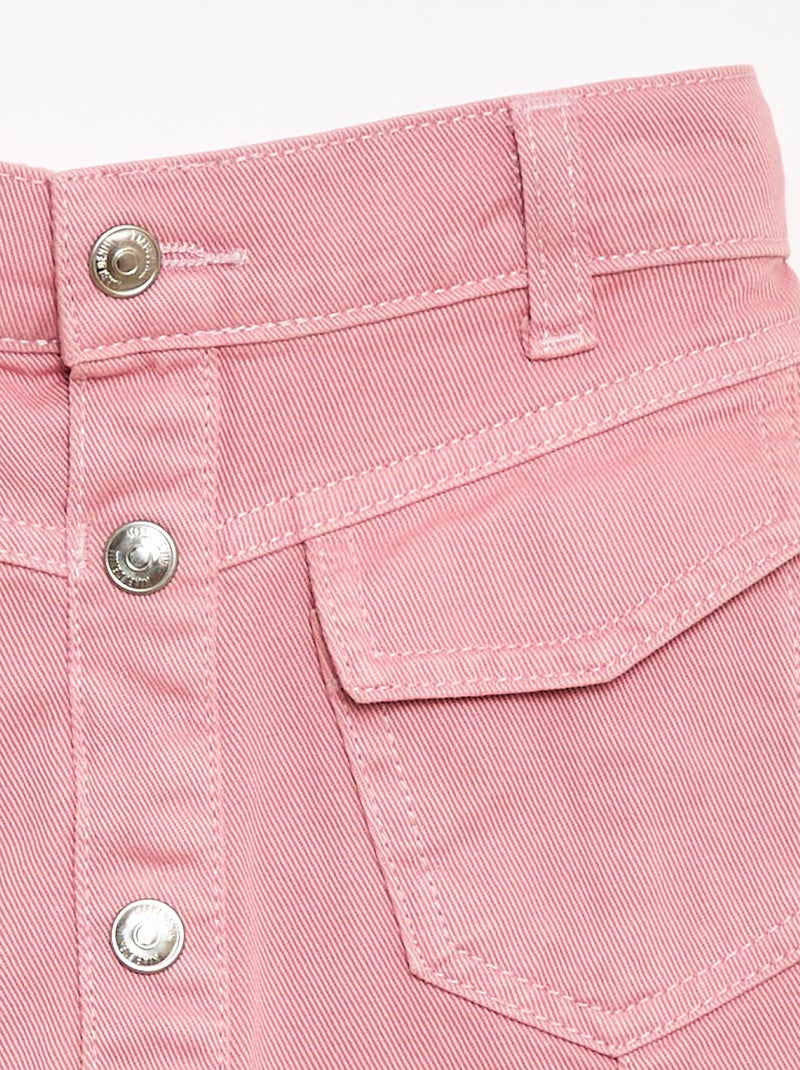 Button-Front Denim Skirt Pink - Kiabi