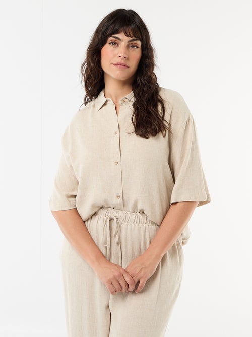 Button-front short-sleeved shirt - Kiabi