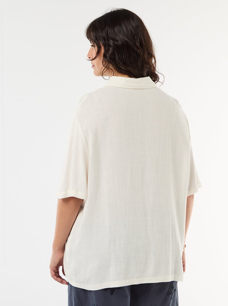 Button-front short-sleeved shirt White - Kiabi