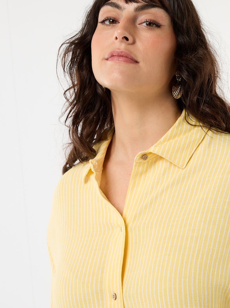 Button-front short-sleeved shirt Yellow - Kiabi