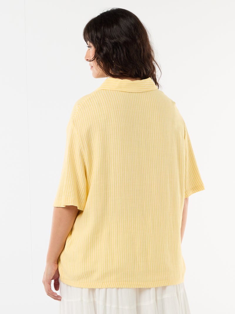 Button-front short-sleeved shirt Yellow - Kiabi