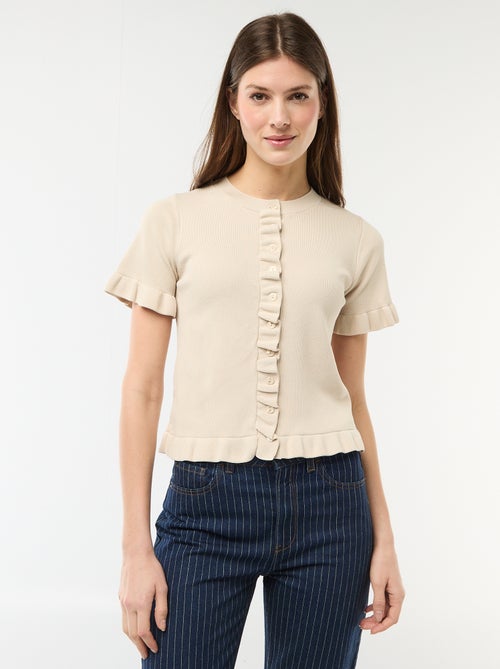 Button-Up Cardigan with Ruffle Sleeves - Kiabi