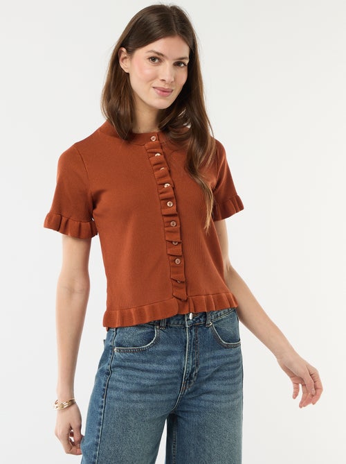 Button-Up Cardigan with Ruffle Sleeves - Kiabi