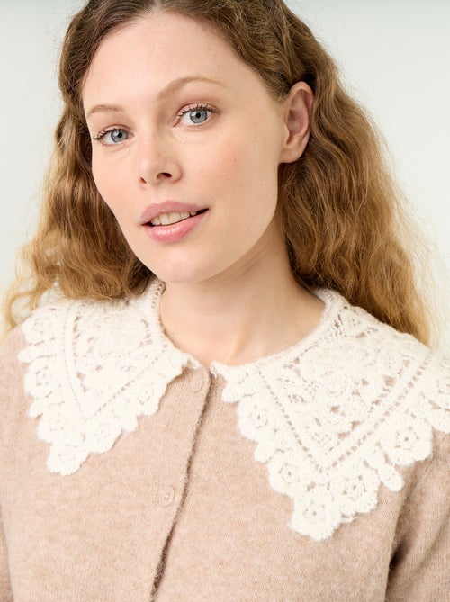 Buttoned Cardigan with Peter Pan Collar - Kiabi