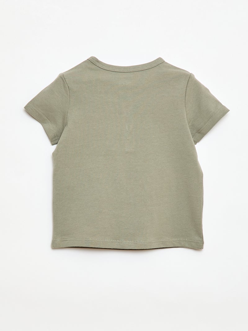 Buttoned Henley T-shirt Green - Kiabi