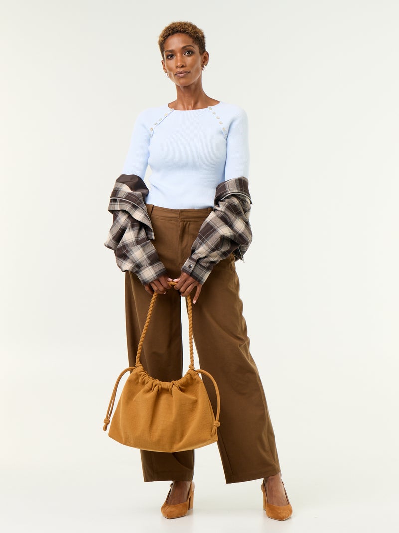 Buttoned raglan sleeve sweater Blue - Kiabi