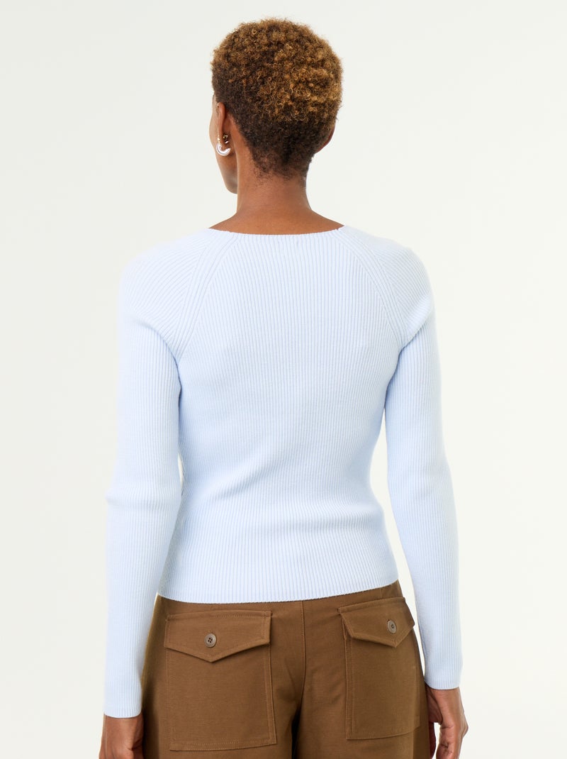 Buttoned raglan sleeve sweater Blue - Kiabi