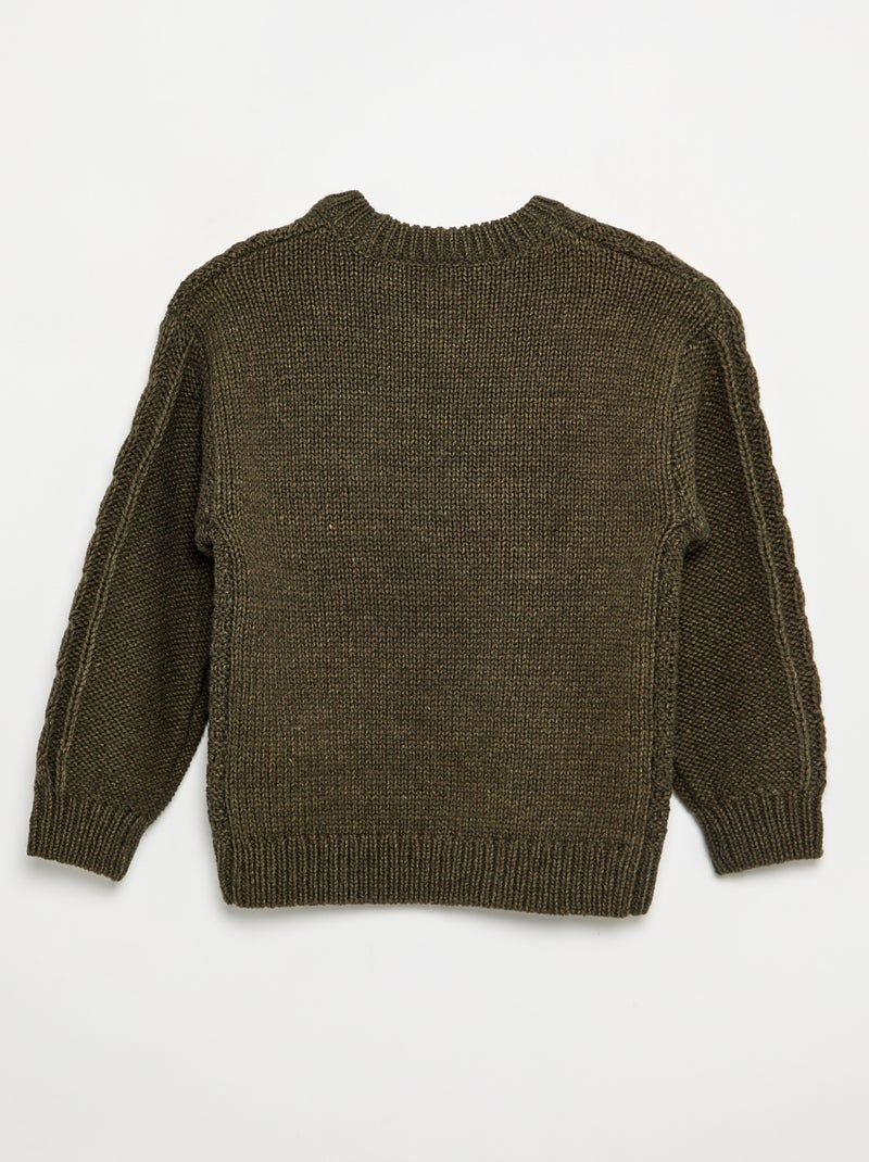 Cable knit sweater Dark green - Kiabi