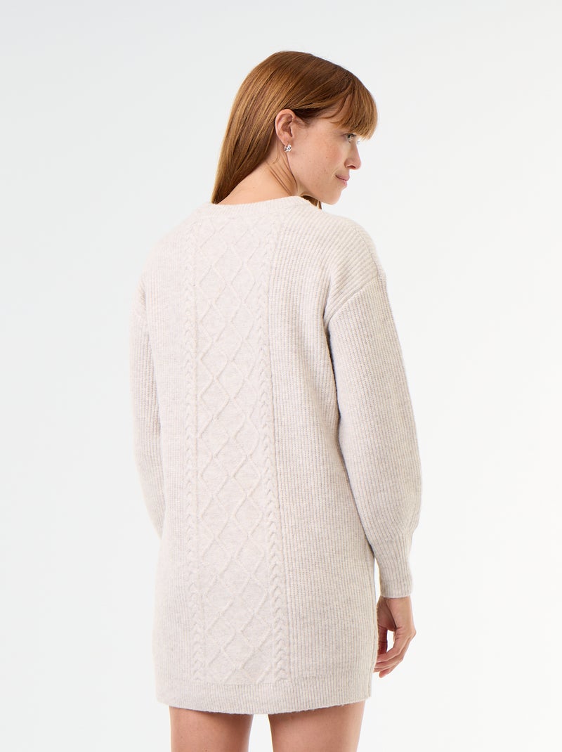 Cable knit sweater dress Beige - Kiabi
