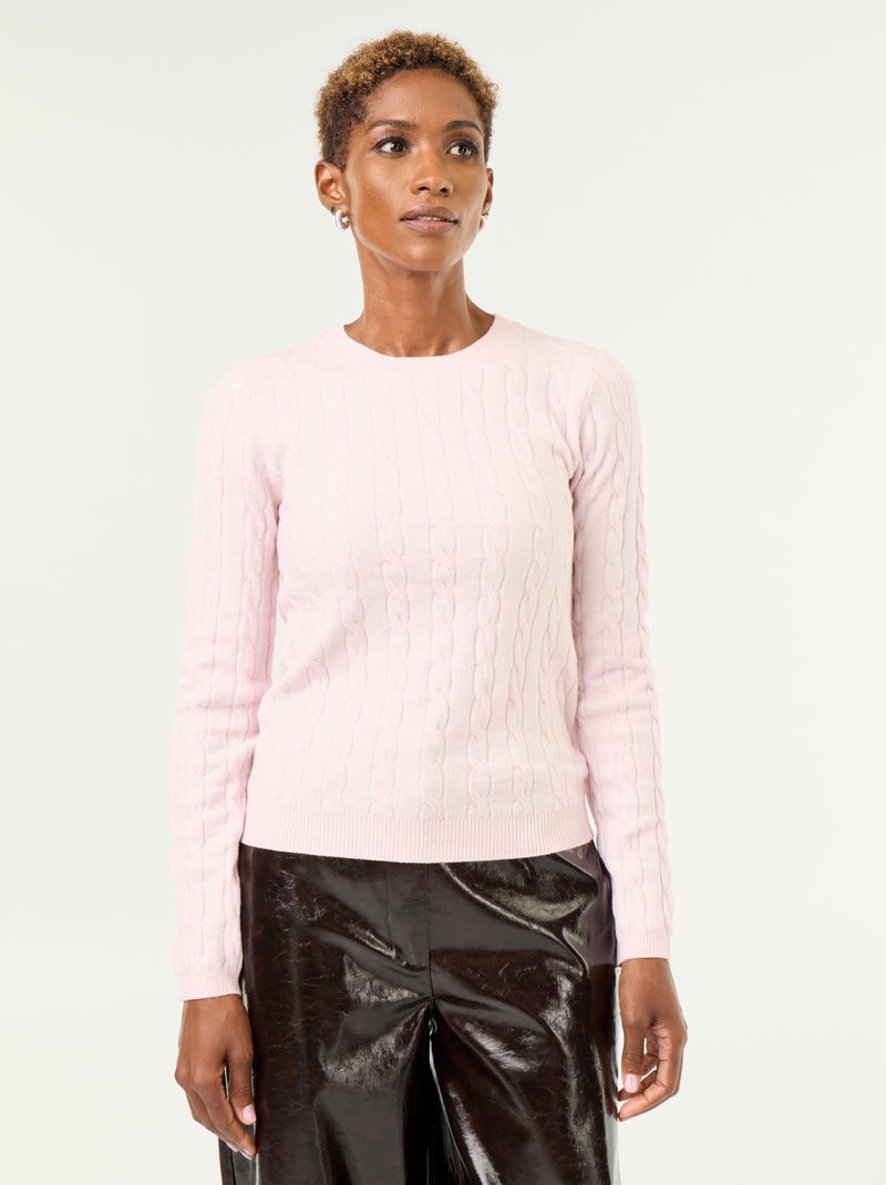 Cable knit sweater Pink - Kiabi