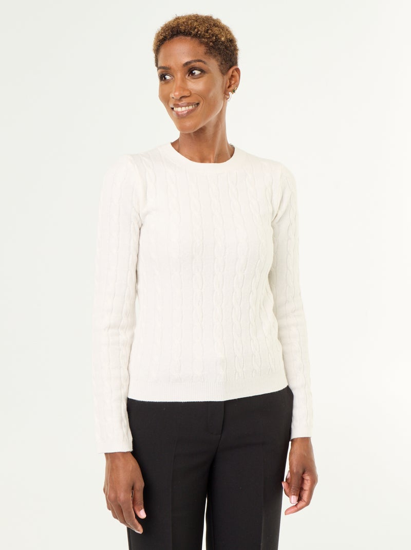 Cable knit sweater White - Kiabi