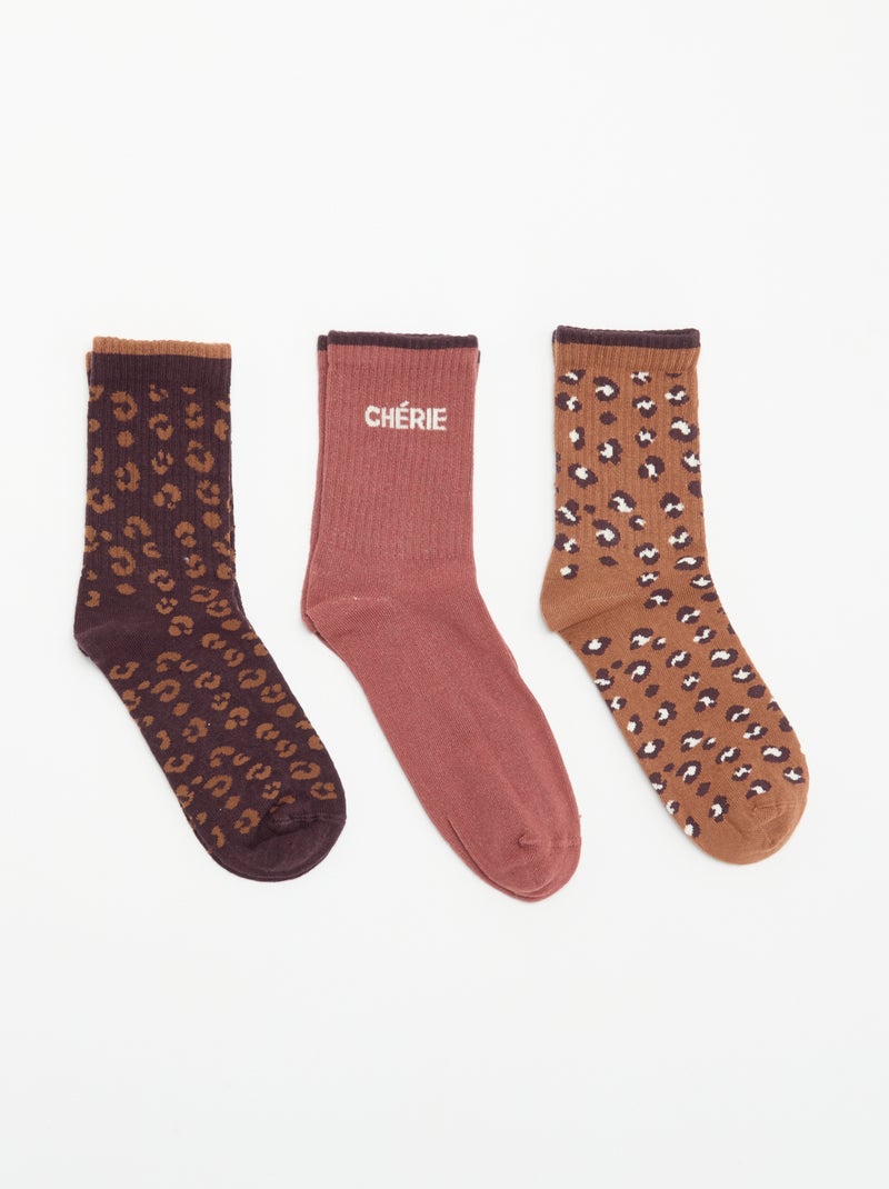 Calzini a coste fantasia Beige - Kiabi