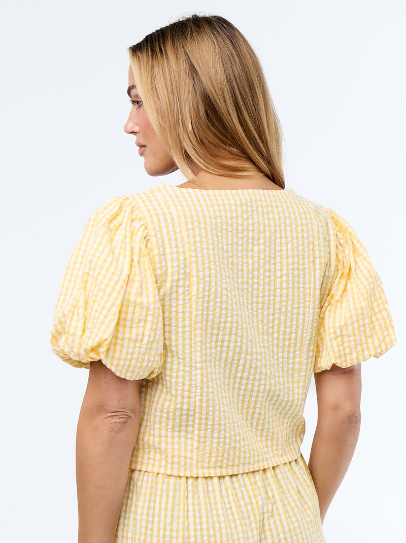 Camicetta cropped in maglia goffrata Giallo - Kiabi