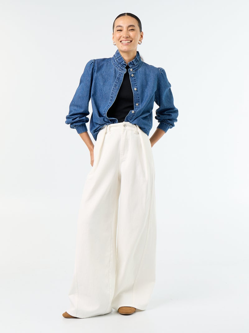Camicetta in denim con collo a balze Blu - Kiabi