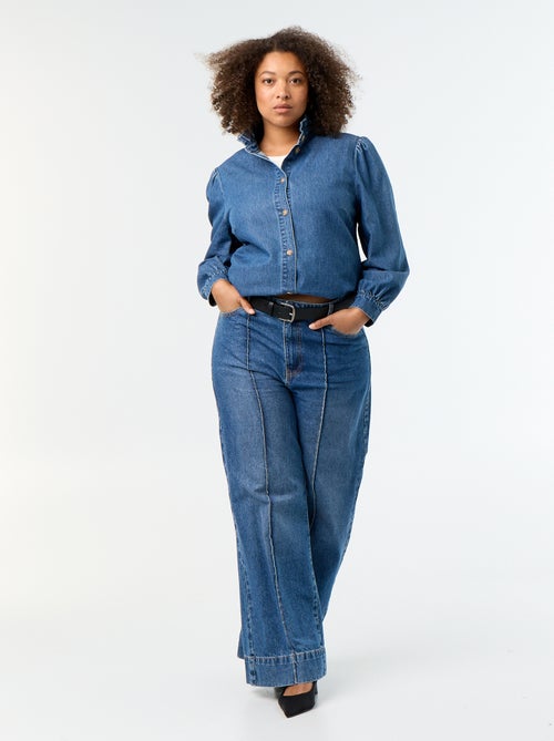 Camicetta in denim con collo alto a volant - Kiabi
