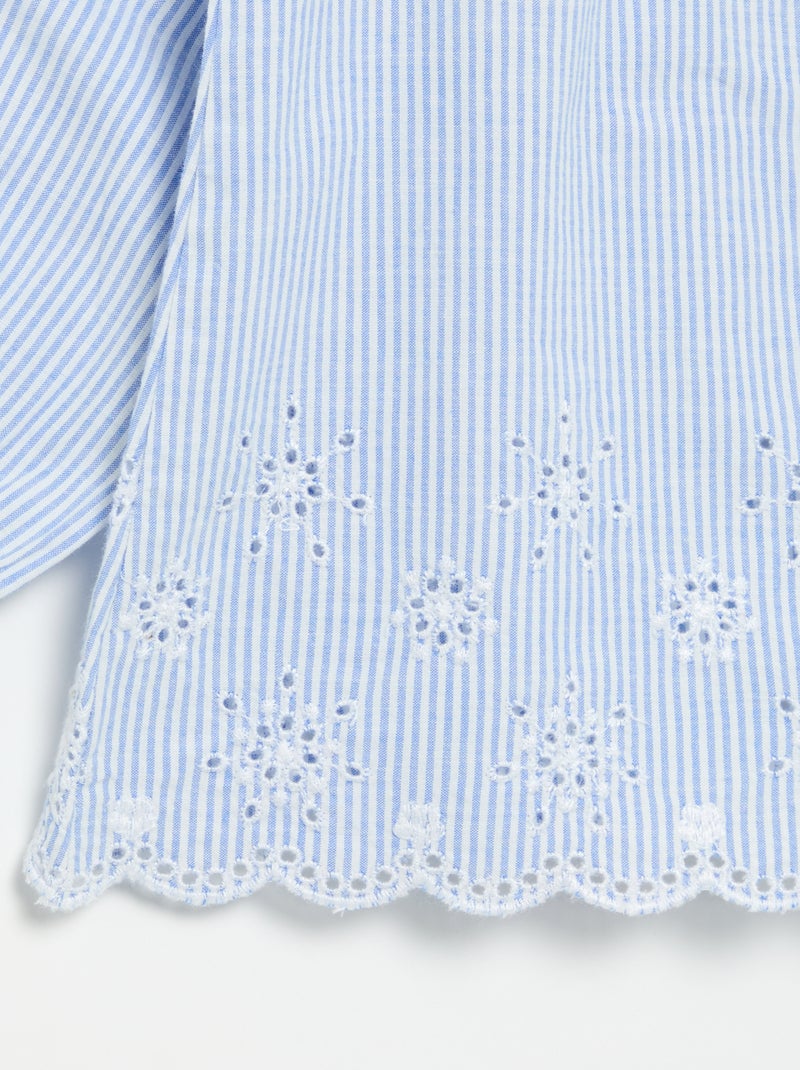 Camicetta in popeline con ricami Blu - Kiabi