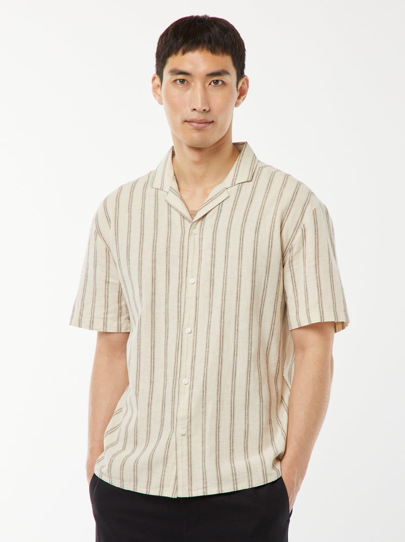 Camicia a maniche corte Beige - Kiabi