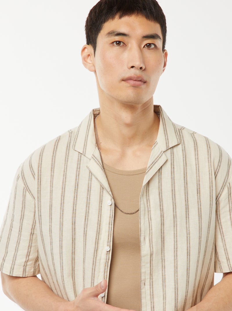 Camicia a maniche corte Beige - Kiabi