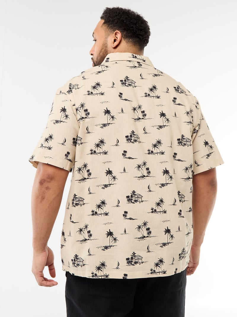Camicia a maniche corte con motivo Beige - Kiabi
