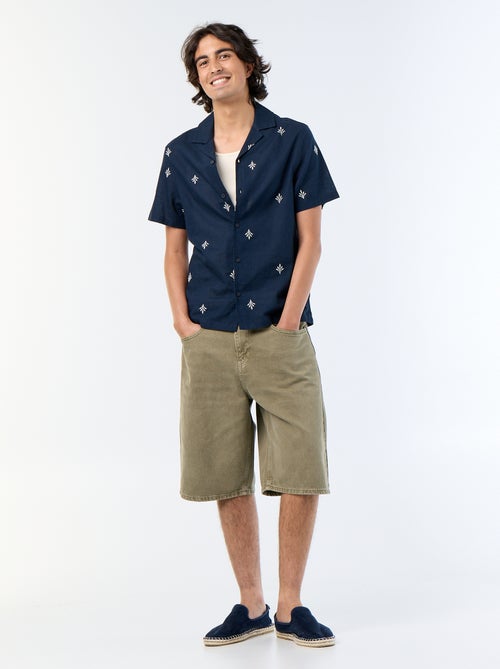 Camicia a maniche corte con ricami - Kiabi