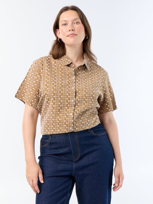 Camicia a maniche corte con stampa ricamata - Kiabi Camicia a maniche corte con stampa ricamata - Kiabi