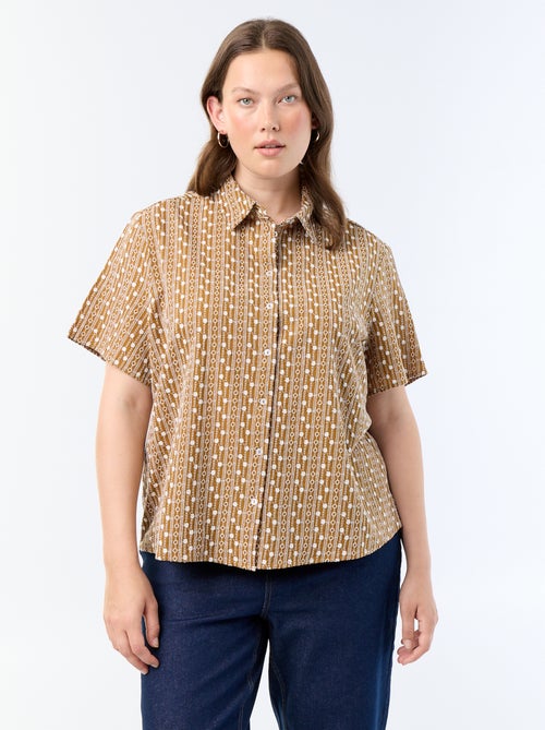 Camicia a maniche corte con stampa ricamata - Kiabi Camicia a maniche corte con stampa ricamata - Kiabi