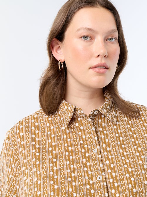 Camicia a maniche corte con stampa ricamata - Kiabi Camicia a maniche corte con stampa ricamata - Kiabi