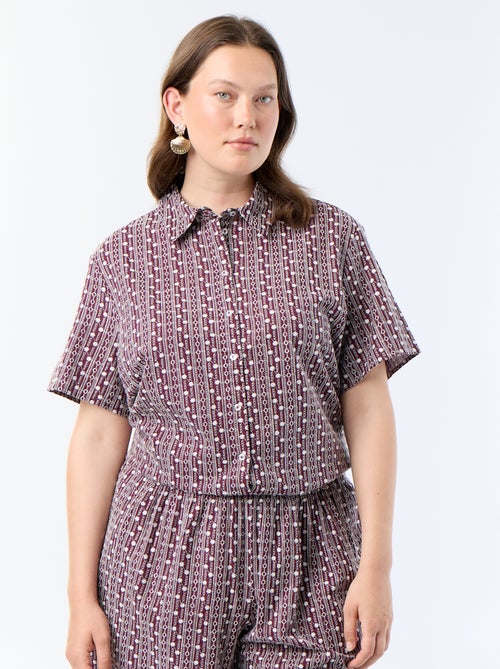 Camicia a maniche corte con stampa ricamata - Kiabi Camicia a maniche corte con stampa ricamata - Kiabi