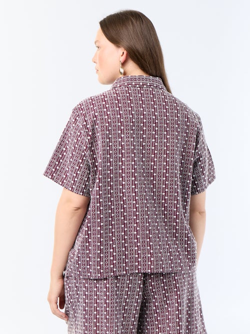 Camicia a maniche corte con stampa ricamata - Kiabi Camicia a maniche corte con stampa ricamata - Kiabi