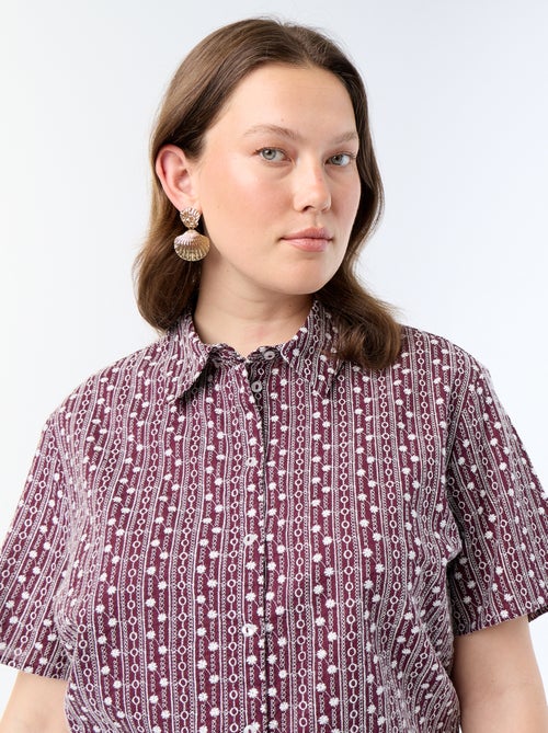 Camicia a maniche corte con stampa ricamata - Kiabi Camicia a maniche corte con stampa ricamata - Kiabi
