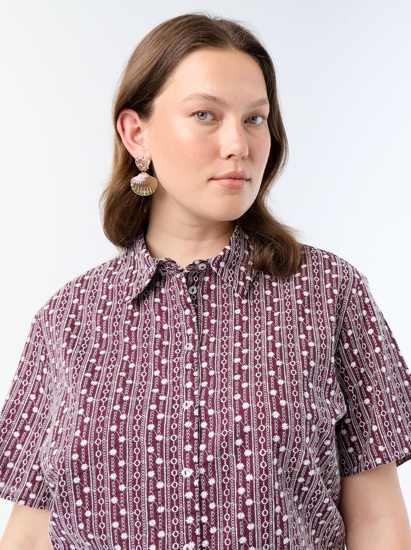 Camicia a maniche corte con stampa ricamata Rosa - Kiabi