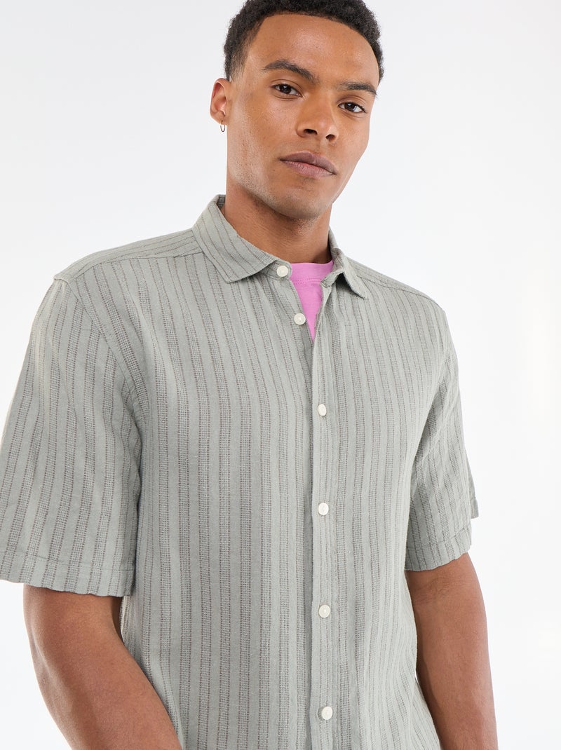 Camicia a maniche corte in maglia crochet Verde - Kiabi