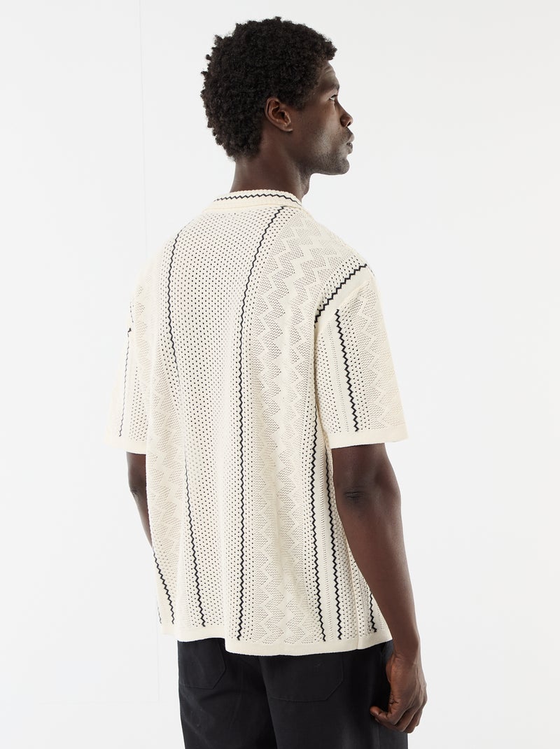 Camicia a maniche corte in maglia fantasia Beige - Kiabi