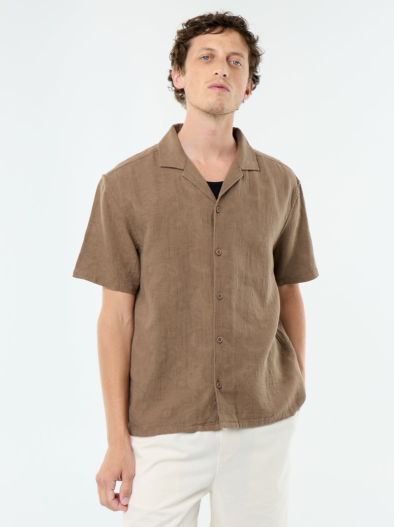 Camicia a maniche corte in maglia fantasia Marrone - Kiabi