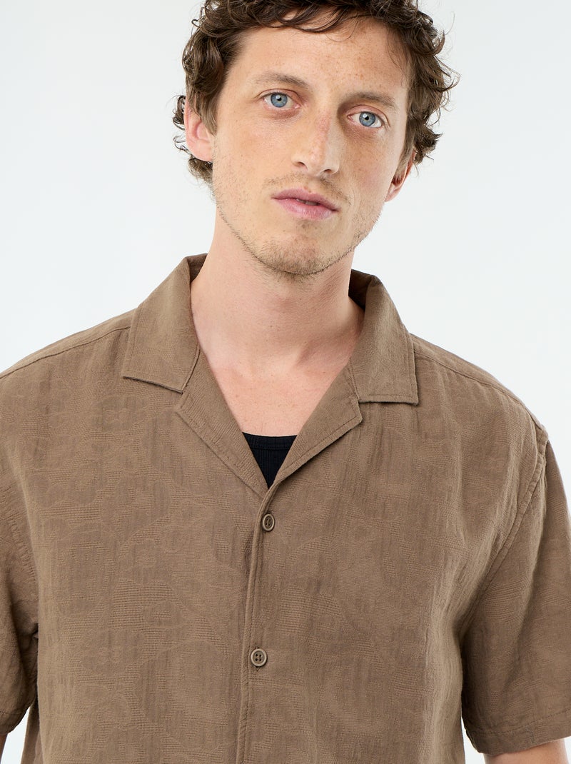 Camicia a maniche corte in maglia fantasia Marrone - Kiabi