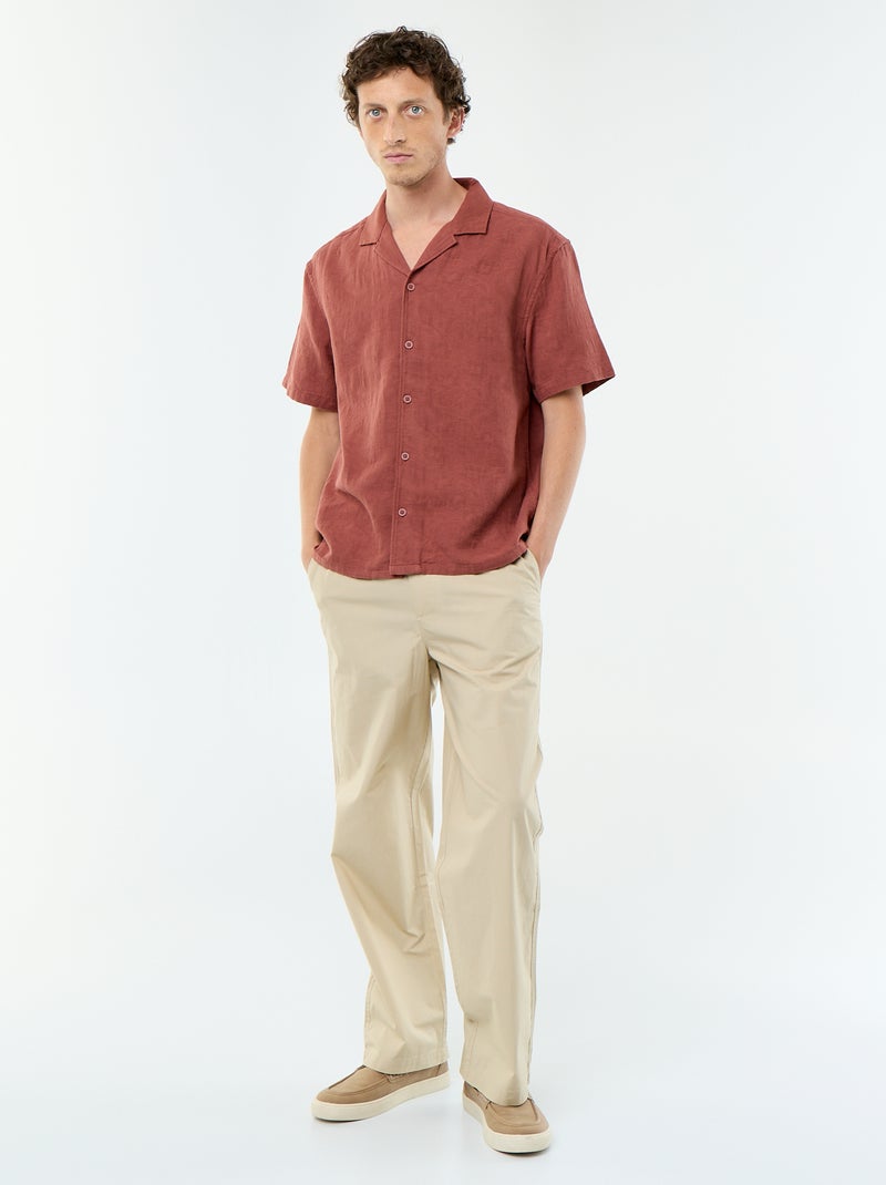 Camicia a maniche corte in maglia fantasia Marrone - Kiabi