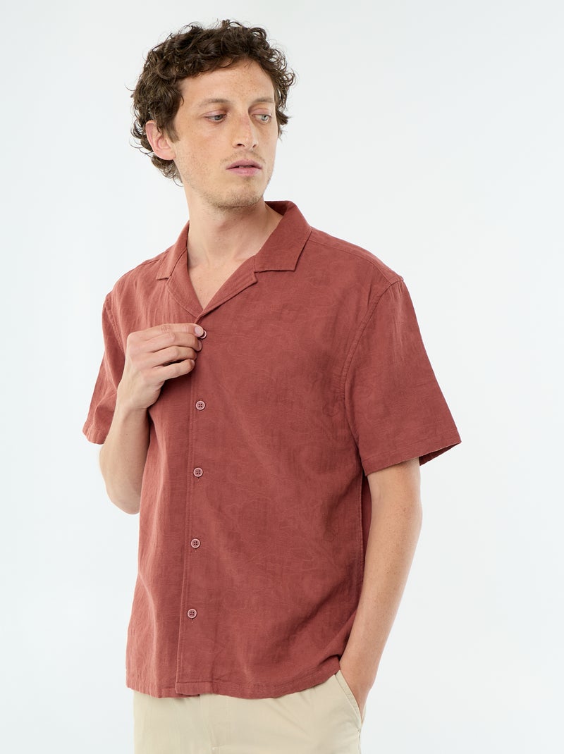 Camicia a maniche corte in maglia fantasia Marrone - Kiabi
